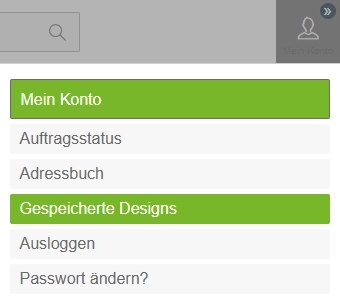 Gespeicherte Designs im Konto