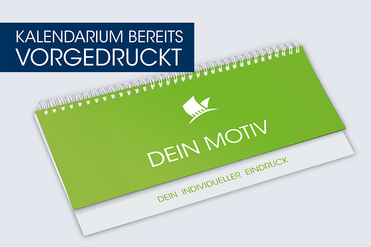 Tischkalender mit verlängerter Rückpappe