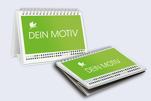 Tischkalender mit Wire-O-Bindung und auffaltbarer Stütze