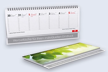 Tischkalender mit verlängerter Rückpappe